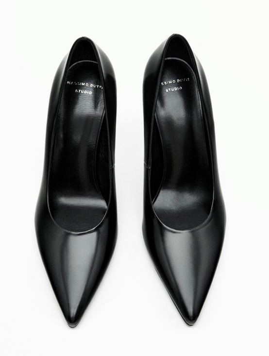 Massimo Dutti STUDIO | Pointed Toe Architectural Heel Pumps | 90s Minimalism - Picture 2 of 13
